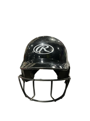 Used Rawlings BLK SOFTBALL HELMET 6 1/4-6 7/8 Batting Helmet w/Mask Black Fits all 11834-S000046089