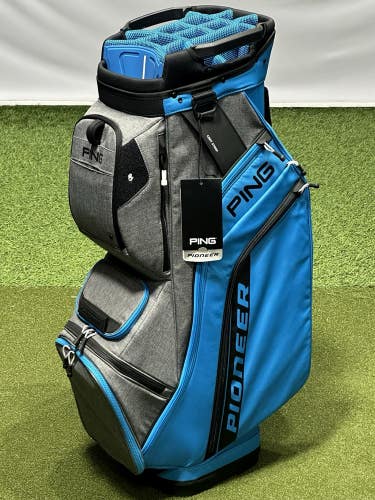 PING Pioneer 214 Cart Golf Bag 15-Way Color: Blue/Heather Gray/Black NEW!