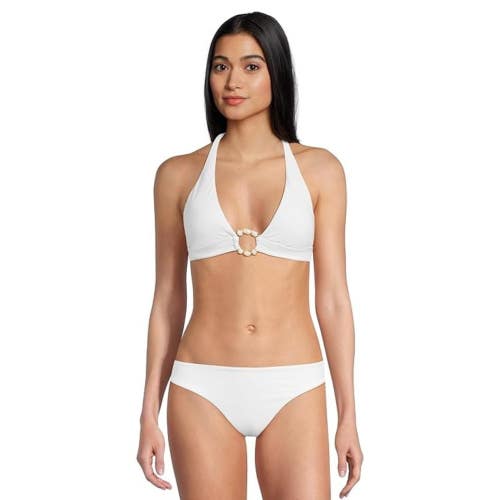 BECCA Marble Canyon Bikini Top Women's Large White Halter Neck Swimwear GBO2344