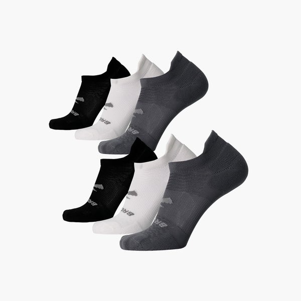 Brooks Run-In 280494-002 Socks Unisex Large Multi No Show Active 6-Pack GBO2392