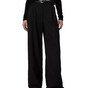 Joe's The Brody Pants Women's 6 Black Stretch Pleated Wide Leg Trouser GBO2307