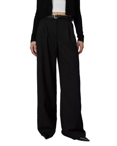 Joe's The Brody Pants Women's 6 Black Stretch Pleated Wide Leg Trouser GBO2307