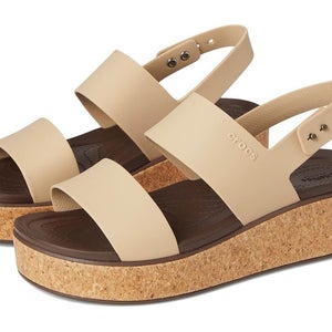 Crocs Brooklyn Cork Low 211144-212 Sandals Women's US 8 Chai Wedge Heel GBO2603