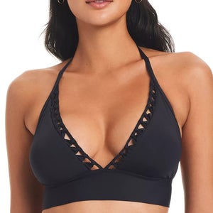 Bleu Rod Beattie Pulling Strings Halter Bikini Top Women's 12 Black GBO2329