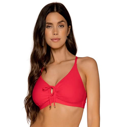 Sunsets Bikini Top Women's 36D Geranium Kauai Keyhole Swimwear Beach GBO2414