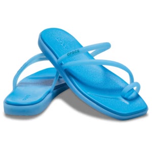 Crocs Miami 211253 Sandals Women's 8 Blue Toe Loop Comfort Slip On Slide GBO2591