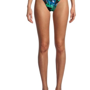 Beach Riot Phoebe Bottom Women's XS Black Pansy Stretch Swimwear Beach GBO2383