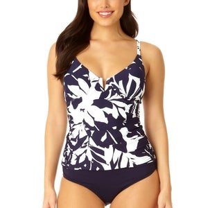 Anne Cole Tankini Swim Top Women's 32DD Coastal Palms Underwire Swimwear GBO2446