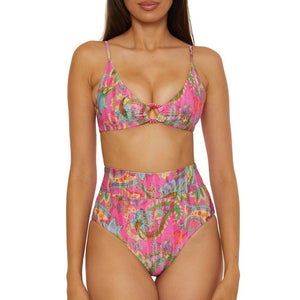 Becca Polynesia Bikini Bottom Women's Large Multi Textured High Waist GBO2397