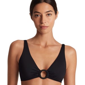 Lauren Ralph Lauren Club Solid Macrame Bikini Top Women 4 Black Swimwear GBO2348