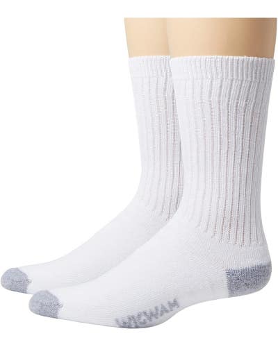 Wigwam Diabetic Sport Crew Socks Unisex Large White Mid Calf 2-Pack GBO2408