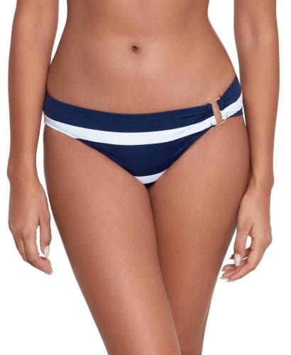 Lauren Ralph Lauren Bikini Bottom Womens 10 Navy Stripe Hipster Swimwear GBO2339