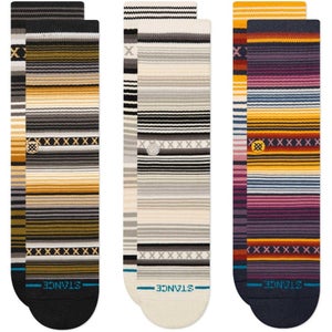 Pank Of 3 Stance Curren Men Large Forest Striped Cotton Blend Crew Socks GBO2359