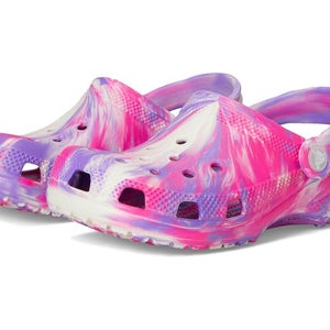 Crocs Classic Glow-in-the-Dark Clogs Kids US 1 Pink Marbled Casual Shoes GBO2597