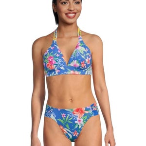 Tommy Bahama Isola Vita Halter Top Women's M Palace Blue Tropical Swim GBO2413