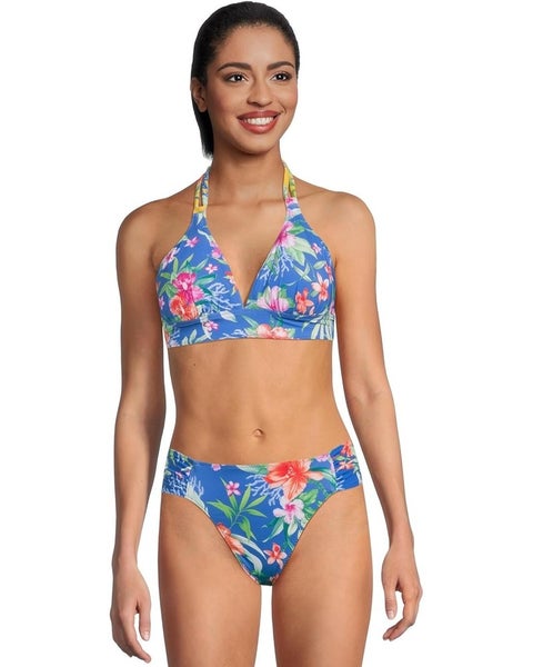 Tommy Bahama Isola Vita Halter Top Women's M Palace Blue Tropical Swim GBO2413