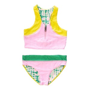 Maaji Blush Rose Poppy Bikini Set Kids 12 Multi Stretch Pull On Swimwear GBO2442