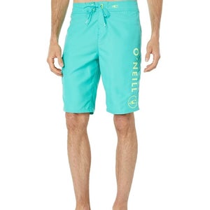 O'Neill Santa Cruz Solid 2.0 Boardshorts Men 31 Aqua Drawstring Swimwear GBO2398