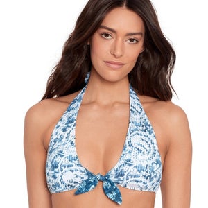 Lauren Ralph Lauren Bikini Top Women's 10 Blue Knot Front Halter Neck GBO2326