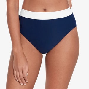 Lauren Ralph Lauren Bel Air Banded Bikini Bottom Women's Blue High-Waist GBO2439