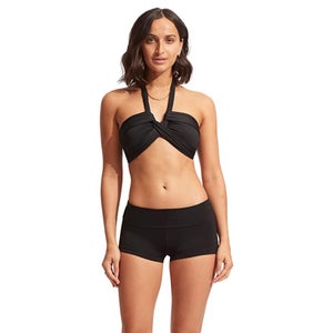 Seafolly Collective Roll 44399-942 Top Women's 12 Black Swimwear Beach GBO2347