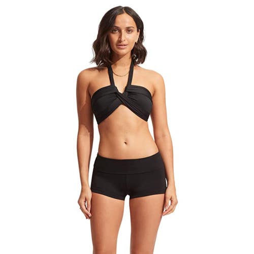 Seafolly Collective Roll 44399-942 Top Women's 12 Black Swimwear Beach GBO2347