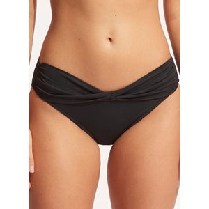 Seafolly Collective Bikini Bottom Women's 4 Black Twist Band Hipster GBO2426