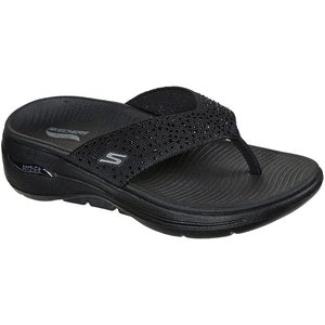 Skechers GO WALK Arch Fit Dazzle Sandals Womens US 9 Black Slip-On Slide VER1134