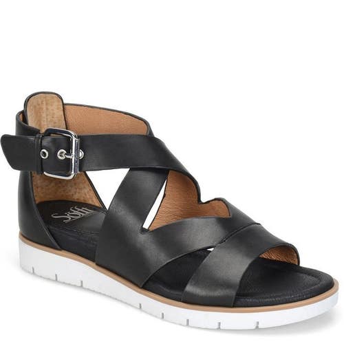 Sofft Mirabelle Strappy Sandals Women's 6.5 Black Leather Buckle Strap VER1356