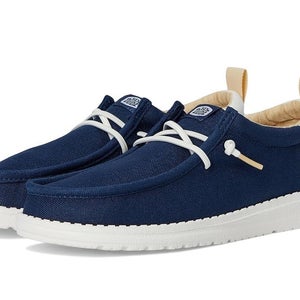 Hey Dude Wally Big Kids 4 Sargasso Blue White Summer Linen Slip-On Shoes VER1352