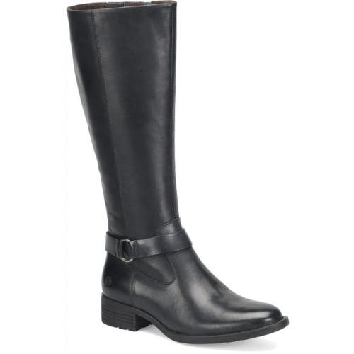 Born Saddler Women US 7 Black Leather Block Heel Knee-High Riding Boots VER1064