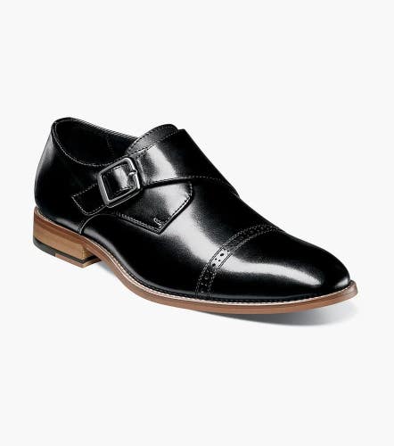 Stacy Adams Desmond 25162-001 Men's US 9.5 Black Monk Strap Dress Shoes VER1048