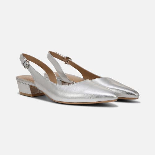 Naturalizer Banks F8333L4021 Flats Women's US 9 Silver Leather Slingback VER1057