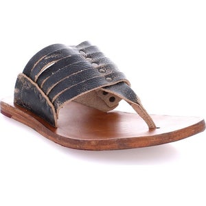 Bed|Stü Nemesis Thong Women's US 9 Black Leather Open Toe Slip On Sandal VER1075