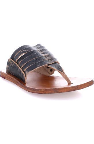 Bed|Stü Nemesis Thong Women's US 9 Black Leather Open Toe Slip On Sandal VER1075