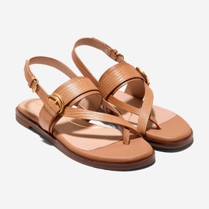 Cole Haan Anica Lux Buckle W30980 Sandals Women US 6 Brown Leather Thong VER1125