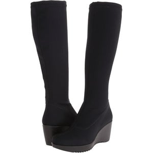 La Canadienne Gaetana Boots Women's US 7.5 Black Wedge Heel Knee High VER1069