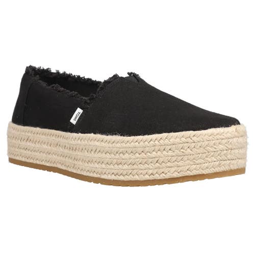 TOMS Valencia Flats Women's 7.5 Black Canvas Classic Slip On Espadrille VER1055