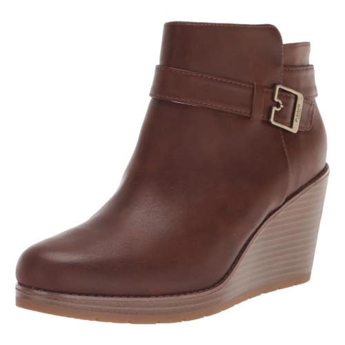 Dr. Scholl's One Up I1777S1200 Bootie Womens 8 Brown Leather Wedge Boots VER1117