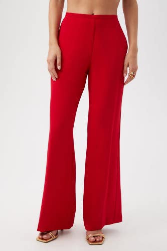 Trina Turk Tavia Pants Womens 8 Red Spark Flat Front Wide Leg Streetwear JZZ1036