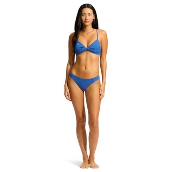 Seafolly Oasis Bikini Bottom Womens 8 Ultramarin Stretch Hipster Swimwear JZZ956