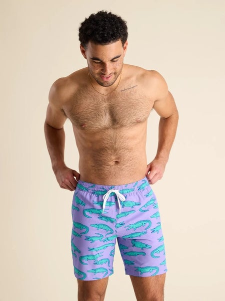 Chubbies The Gem Glades Swim Trunk Men's L Purple Alligator Brief Lined JZZ1034
