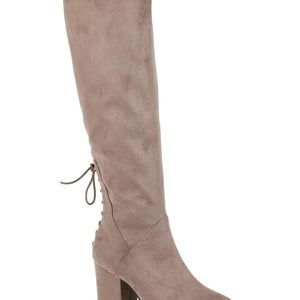 Journee Collection Leeda Boots Women's US 10 Taupe Faux Suede Knee High ZAP2048