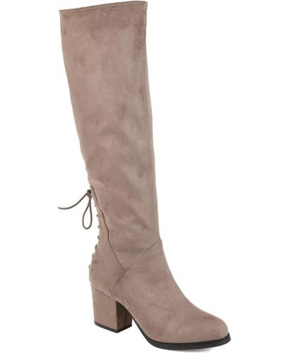 Journee Collection Leeda Boots Women's US 10 Taupe Faux Suede Knee High ZAP2048