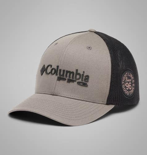 Columbia PFG Logo Cap Unisex S-M Gray Mesh Back Curved Brim Fishing JZZ1087