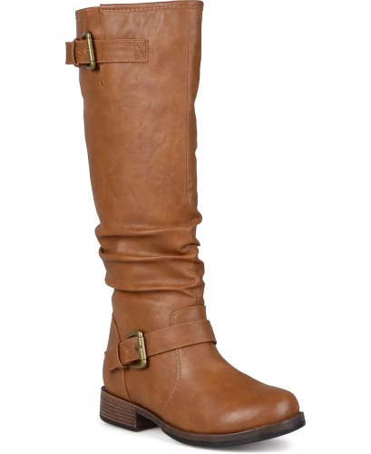 Journee Collection Stormy Womens 8 Brown Side Zip Knee High Riding Boots ZAP2044