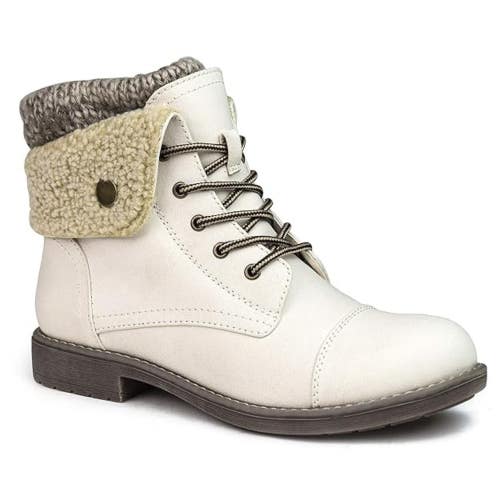 Cliffs by White Mountain Duena Boots Women's 8 White Ankle Winter Bootie ZAP2133