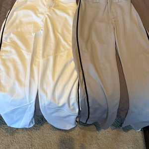 Gray & White Men's Small Adult Alleson Game Pants (New, no tags). Both pairs have Velcro at bottom