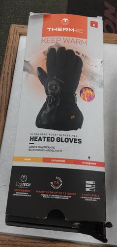 Black Men's Therm-Ic Ultra Heated Boost Gloves- Size 8