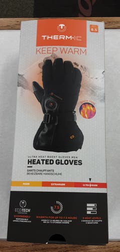 Black Men's Therm-Ic Ultra Heated Boost Gloves- Size 8.5